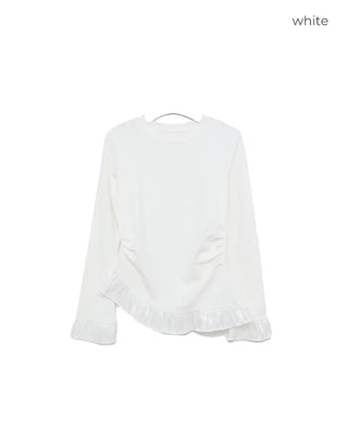 Frilled hem waist tuck T-shirt