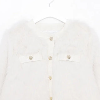 Gold button fur jacket