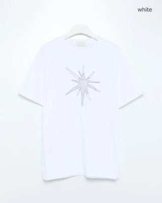(Unisex) Check Star Patch Stitch Half T-Shirt