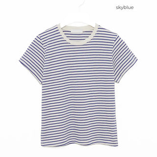 Basic striped half-sleeve T-shirt