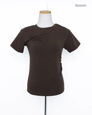 Unique pintuck semi-cropped French T-shirt