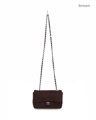Square chain suede bag