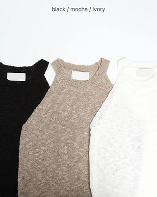 Halter neck knit tank top