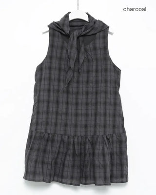 Scarf set check seersucker mini dress