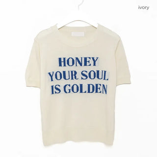 Lettering Half-Sleeve Knit