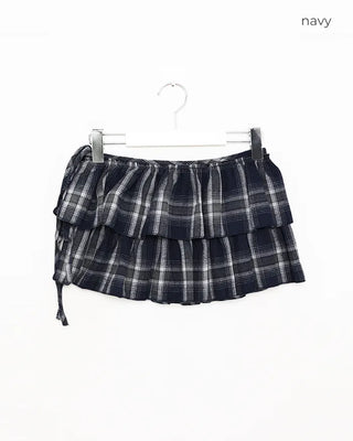 Checked layered skirt