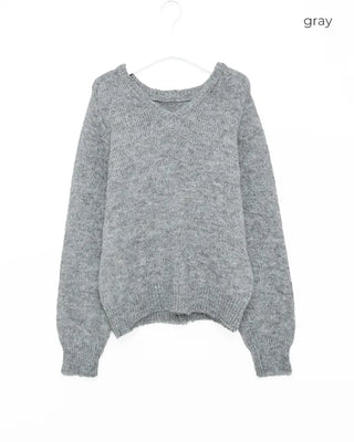V-neck angora knit