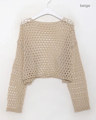 Net-knit cropped sweater