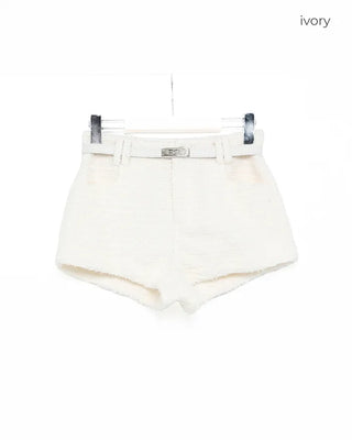 Sequin tweed shorts
