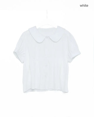 Round collar short-sleeved blouse