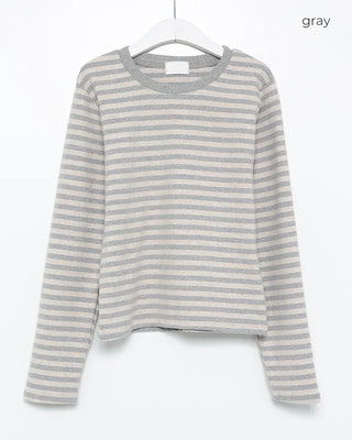 Striped semi-cropped long-sleeve T-shirt