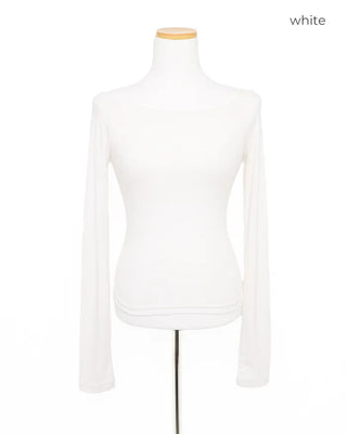 Off-shoulder slim-fit long t-shirt
