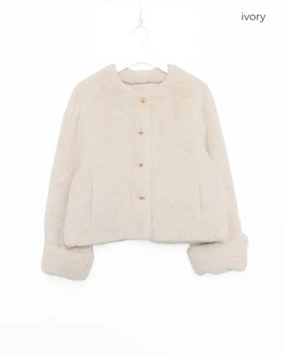 Gold button fur jacket