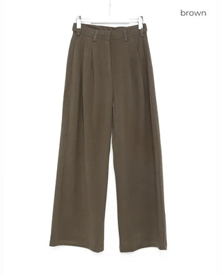 Brushed two-pleat wide slacks