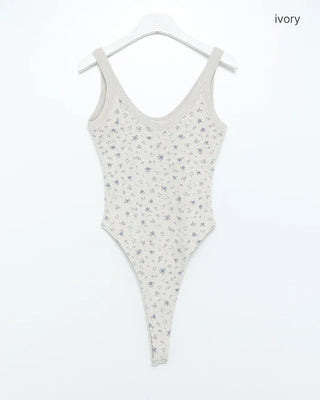 Mini Flower Pointelle Bodysuit Tank Top