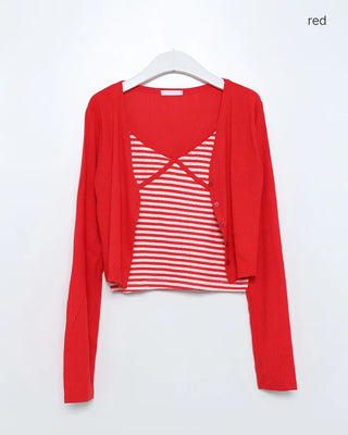 Striped camisole and cardigan set