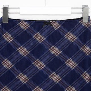 Checkered elastic waist mini skirt