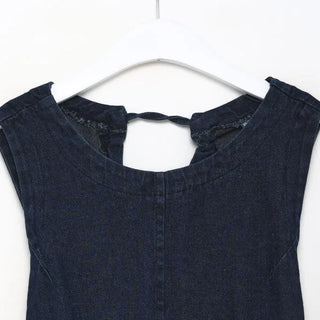 Back Shirred Open Denim Dress