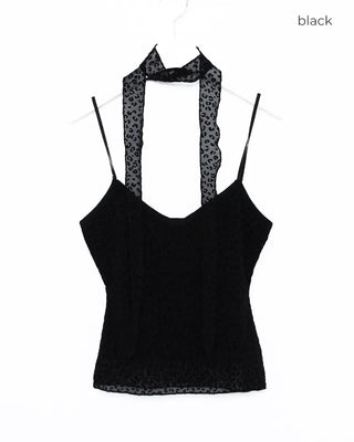 Tie-set leopard jacquard camisole
