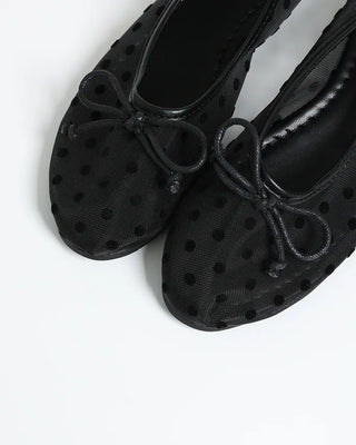 Ribbon Dot Organza Flat Shoes