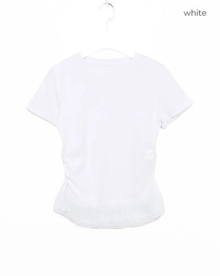 Lace Shirring Half-Sleeve T-Shirt