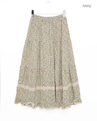 Floral lace tiered skirt