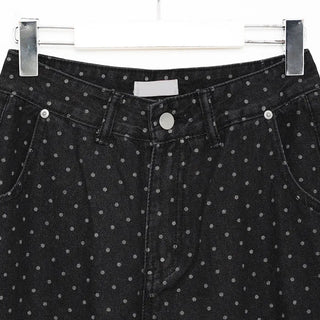 Polka Dot Denim Wide Pants