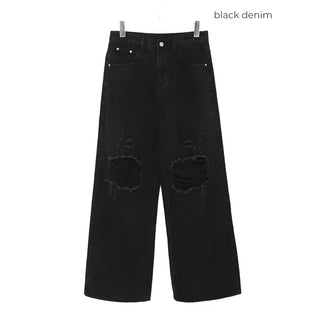 Distressed denim pants