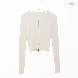 Rib-knit zip-up