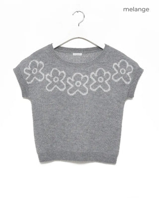 Floral short-sleeved knit