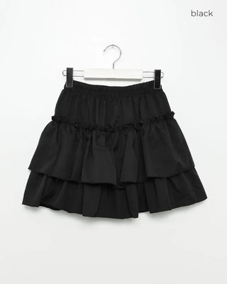 Frilled slit can-can mini skirt