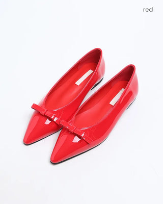 Enamel stiletto heel ribbon flat shoes