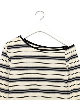 Half-off-shoulder striped T-shirt