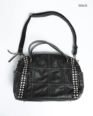 Block stitch double stud 2-way Boston bag