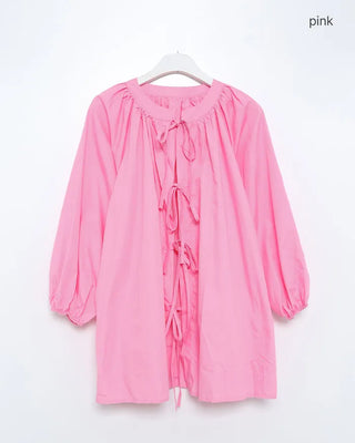 Ribbon Open Oversized Blouse