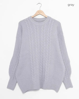 Oversized Cable Knit Long Sweater