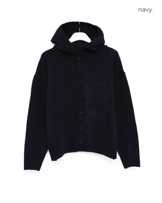 Hooded button cardigan