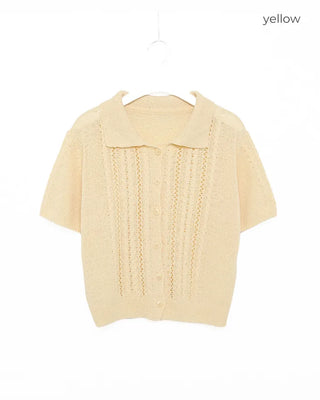 Short-sleeved knit polo shirt