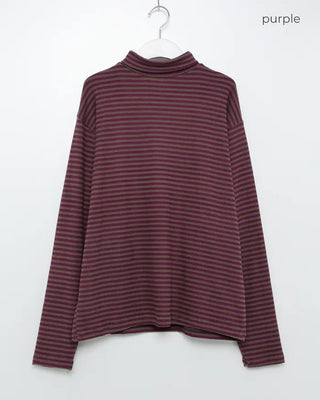 Turtleneck striped long-sleeve T-shirt
