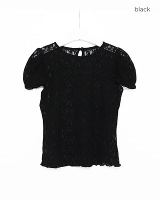 Puff lace see-through T-shirt