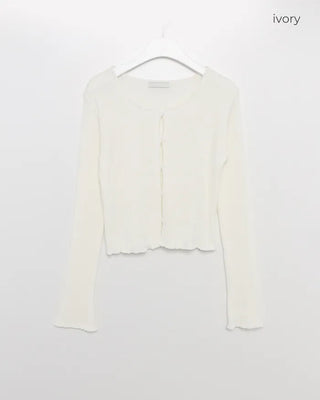Ribbed Frill Slim Cardigan