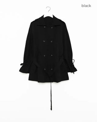 Double-breasted half trench coat