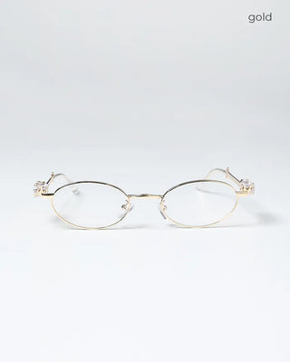 Cubic round-shaped metal frame glasses