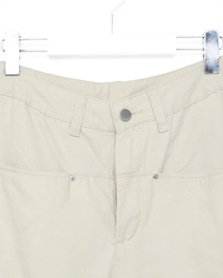Ivory pleated cargo flare pants