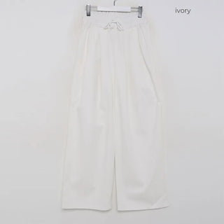 Double-pleated cotton wide-leg pants