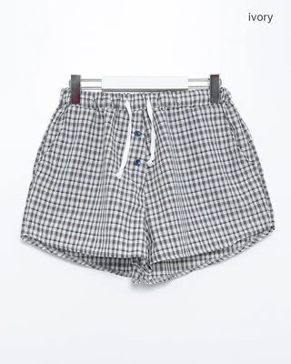 Checked drawstring waist shorts