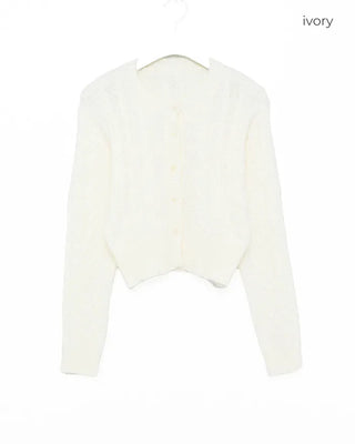 Cable Round Neck Cropped Cardigan