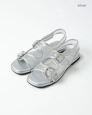 Double buckle mesh sandals