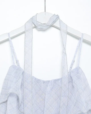 Cancan check tie set sleeveless blouse