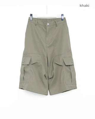Tucked cargo Bermuda cotton pants